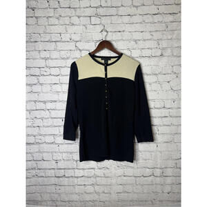 Grace Dane Lewis‎ Women's Knit Top Medium Black and Beige